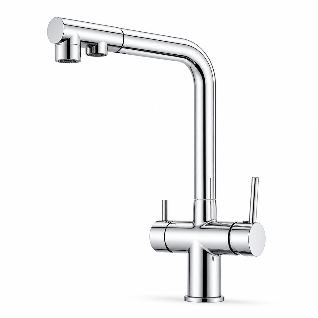 Robinet de cuisine 3-en-1 avec douchette et sortie pour eau filtrée