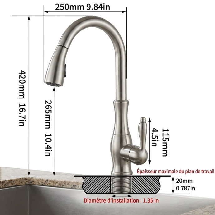 Robinet douchette pour cuisine prestige