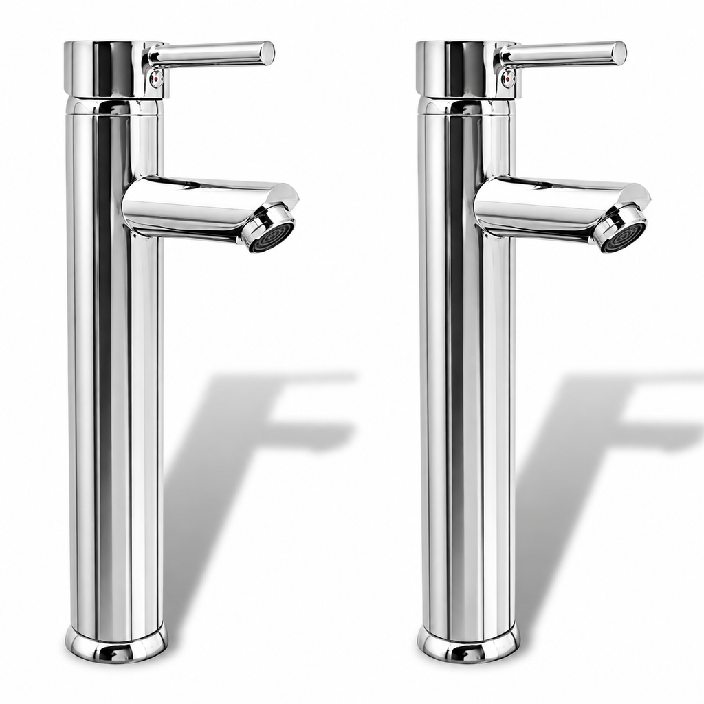 Lot de 2 Mitigeurs Lavabo Hauts Chromés 30 cm – Design Contemporain