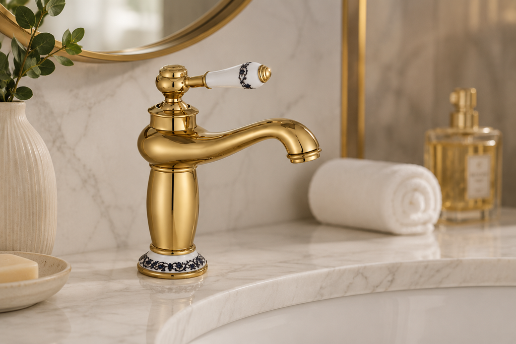 Élégance™ – Mitigeur de Lavabo Vintage en Laiton