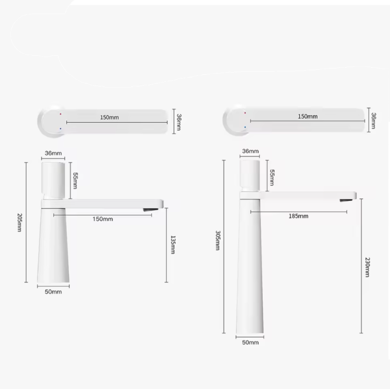 Robinet de Salle de Bain Design Levier Unique — Laiton Massif