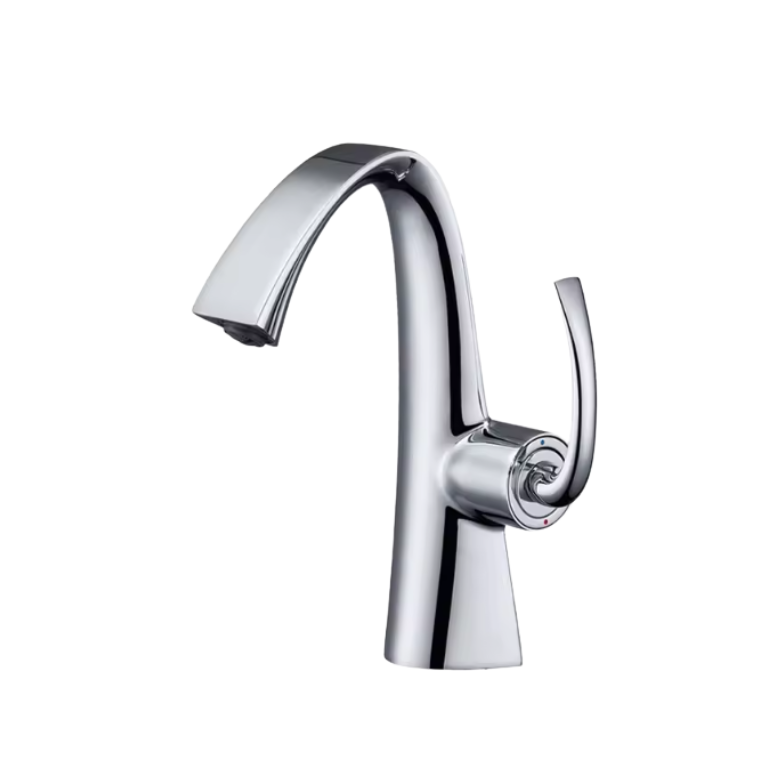 Robinet de Salle de Bain Col de Cygne Levier Unique — Laiton Massif