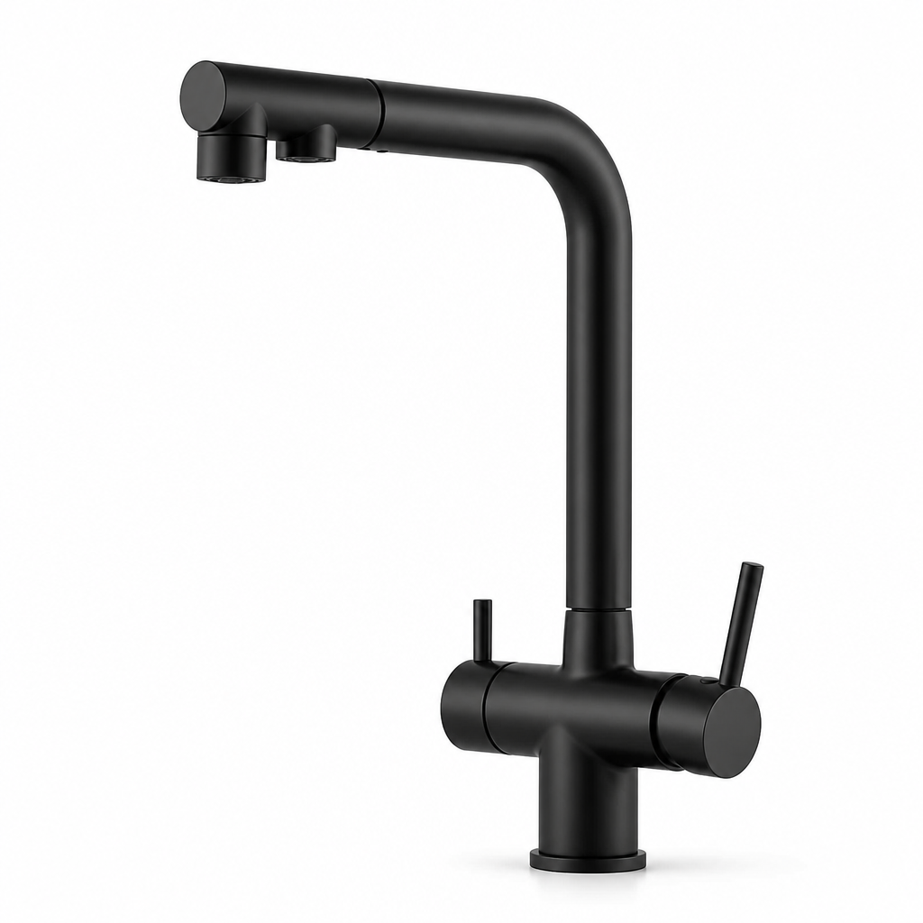 Robinet de cuisine 3-en-1 avec douchette et sortie pour eau filtrée